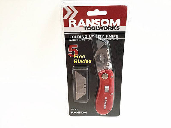 METAL QUICK CHANGE FOLDING UTILITY KNIFE STANLEY 5 EXTRA BLADES WITH BELT CLIP